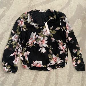 Chic Black Floral Blouse